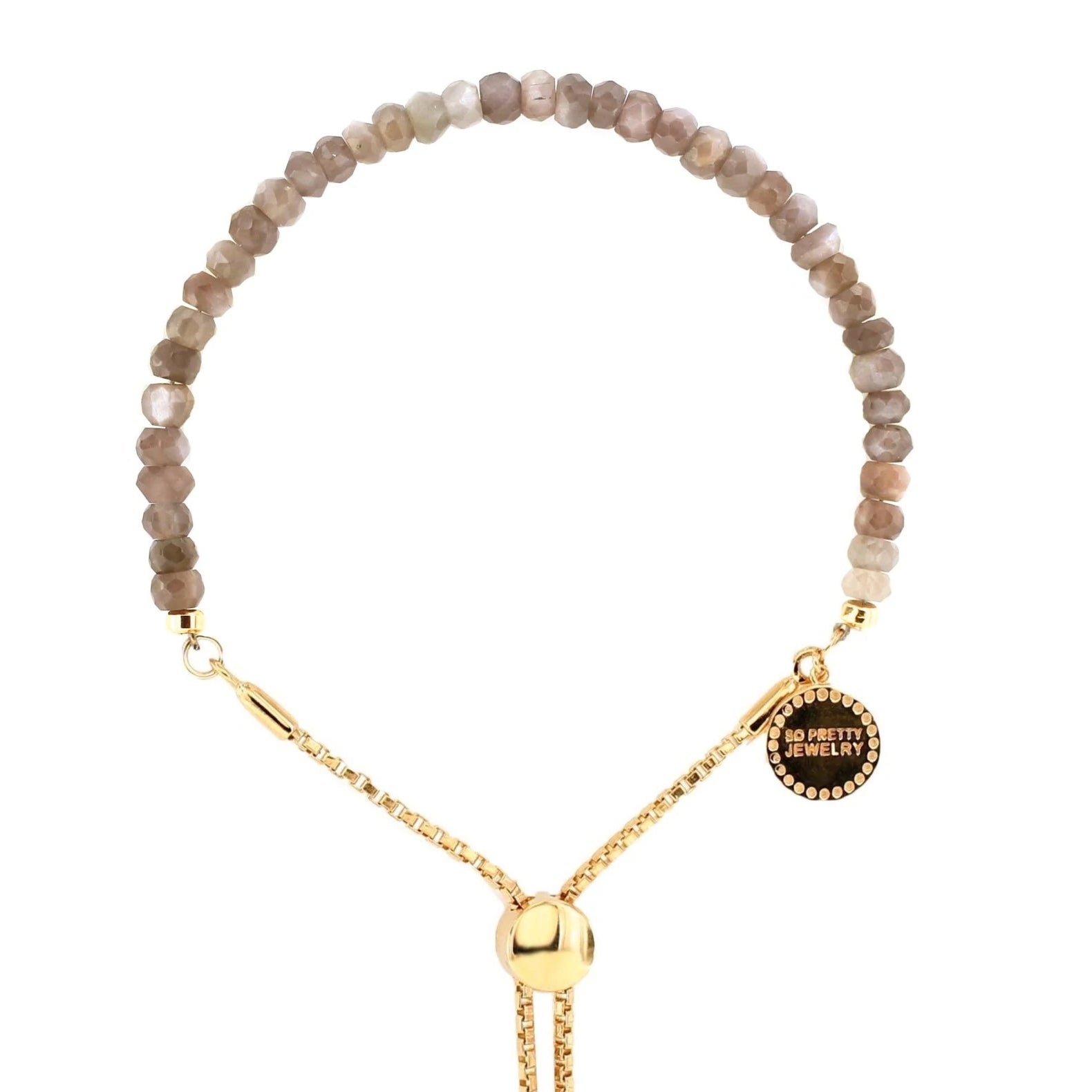 ICONIC ADJUSTABLE BRACELET - CHAI MOONSTONE & GOLD - SO PRETTY CARA COTTER