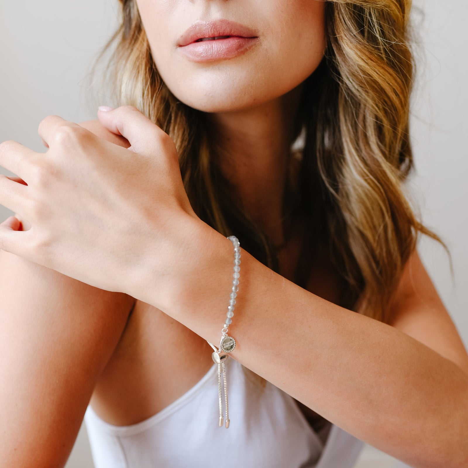 ICONIC ADJUSTABLE BRACELET - LABRADORITE & SILVER - SO PRETTY CARA COTTER