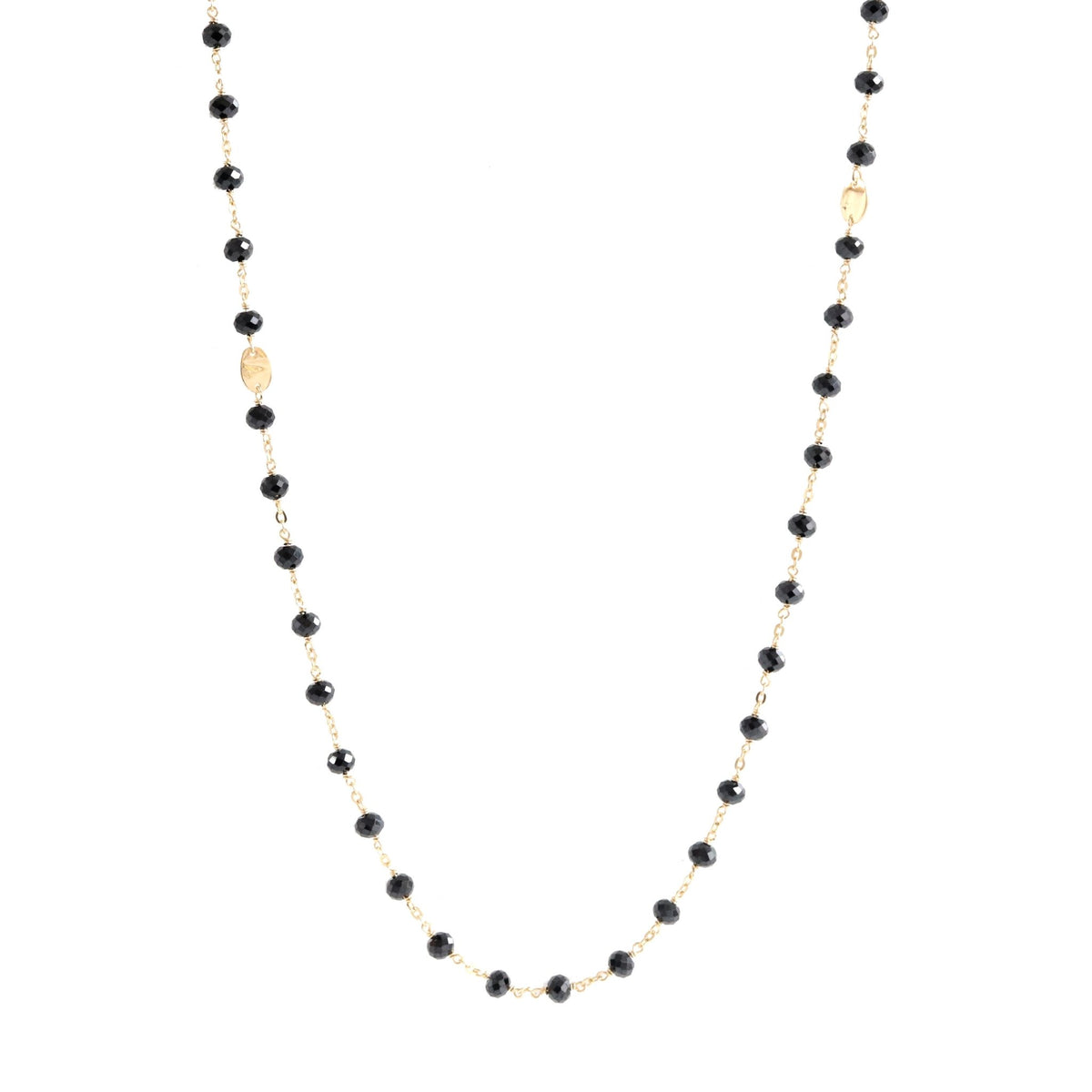 ICONIC LONG BEADED NECKLACE - BLACK ONYX &amp; GOLD 34&quot; - SO PRETTY CARA COTTER