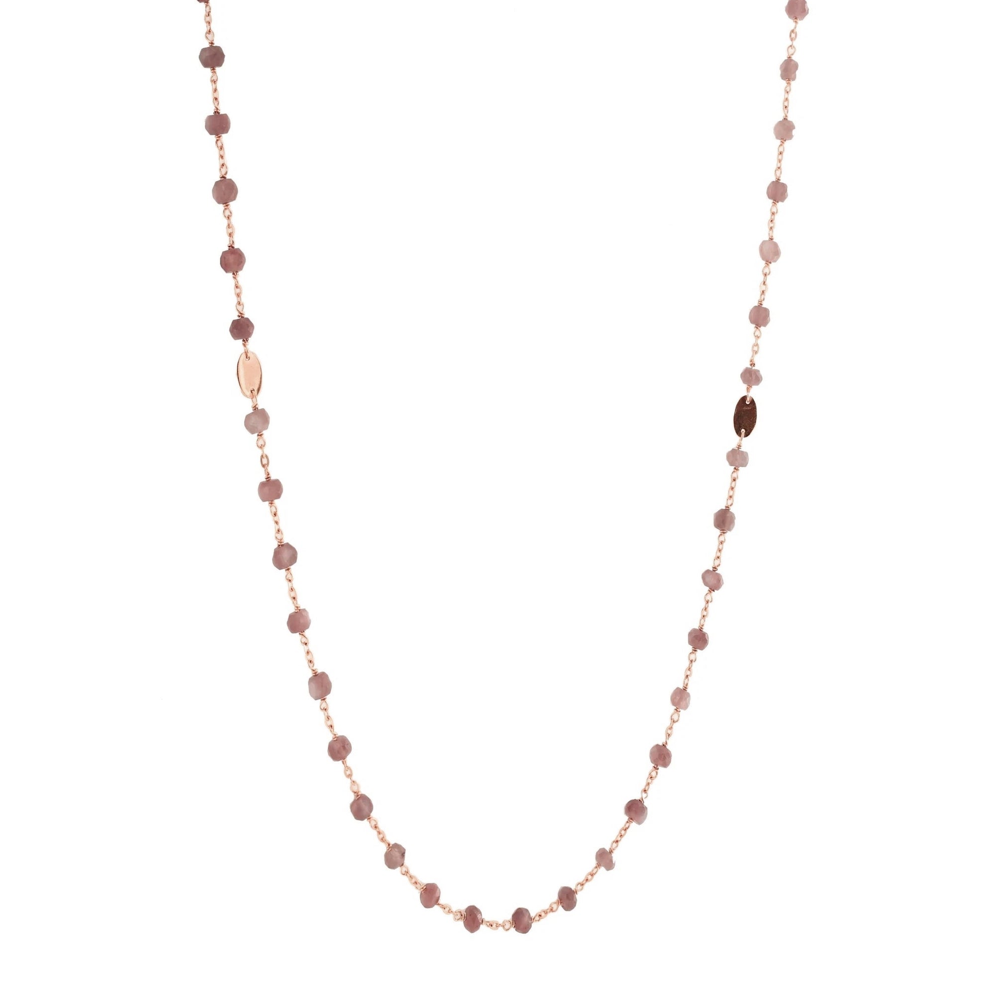 ICONIC LONG BEADED NECKLACE - GREY MOONSTONE & ROSE GOLD 34" - SO PRETTY CARA COTTER