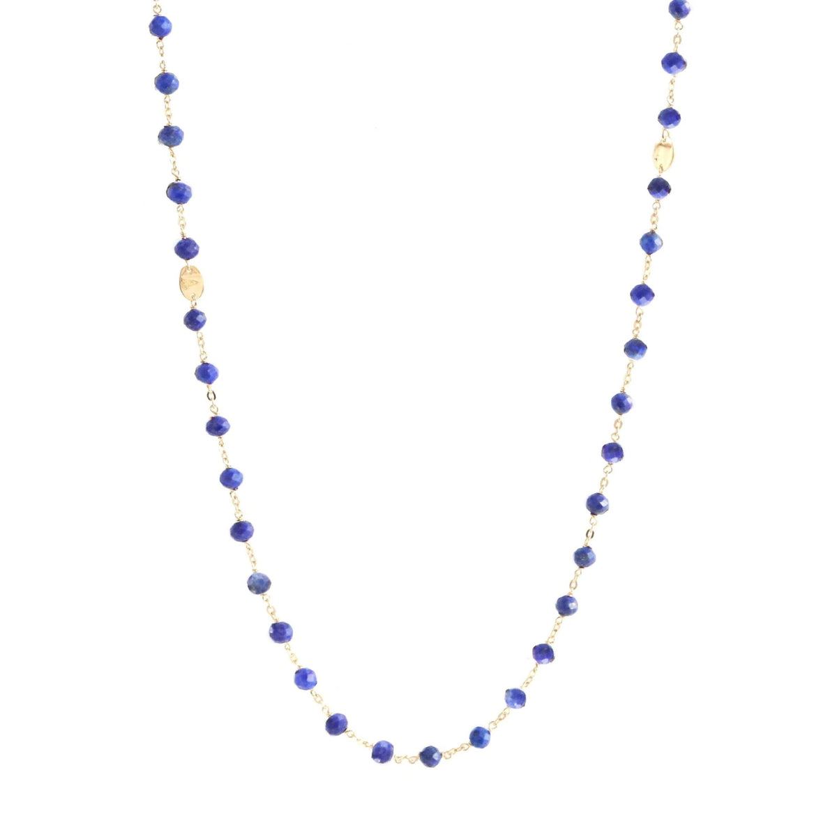 ICONIC LONG BEADED NECKLACE - LAPIS &amp; GOLD 34&quot; - SO PRETTY CARA COTTER