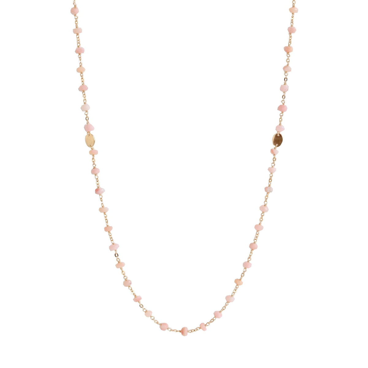 ICONIC LONG BEADED NECKLACE - PINK OPAL &amp; GOLD 34&quot; - SO PRETTY CARA COTTER