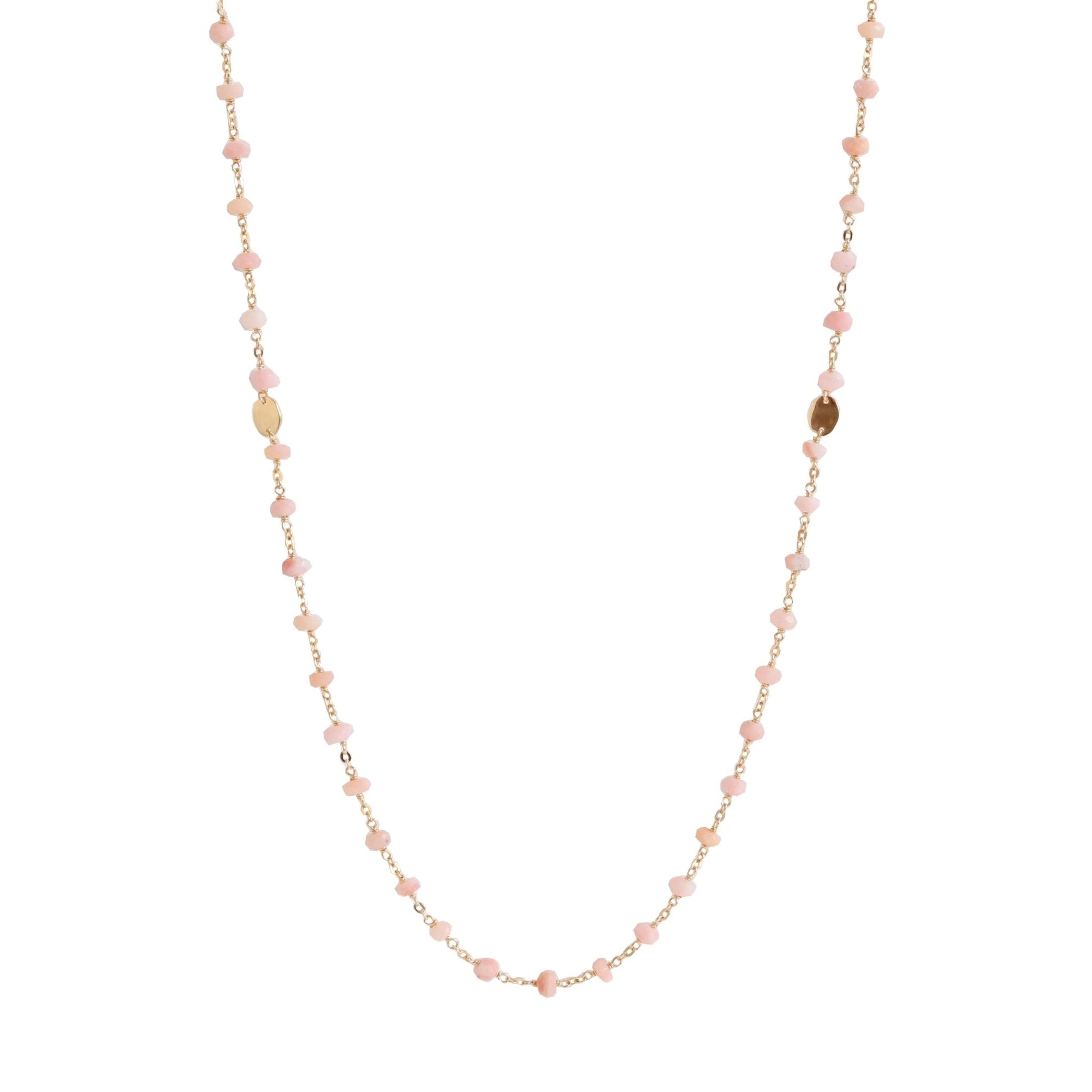ICONIC LONG BEADED NECKLACE - PINK OPAL & GOLD 34" - SO PRETTY CARA COTTER
