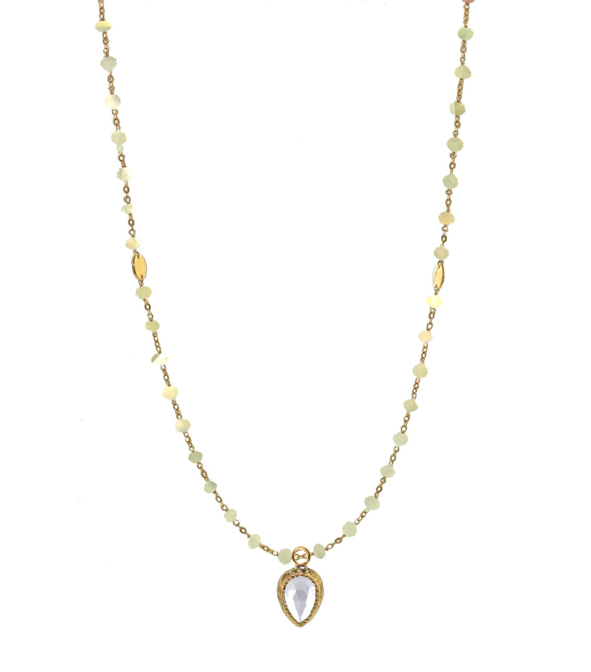 ICONIC LONG BEADED NECKLACE - RAINBOW MOONSTONE &amp; GOLD 34&quot; - SO PRETTY CARA COTTER