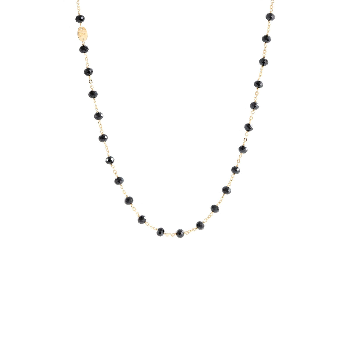 ICONIC MIDI BEADED NECKLACE - BLACK ONYX &amp; GOLD 24-25&quot; - SO PRETTY CARA COTTER
