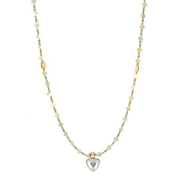 ICONIC MIDI BEADED NECKLACE - RAINBOW MOONSTONE &amp; GOLD 24-25&quot; - SO PRETTY CARA COTTER