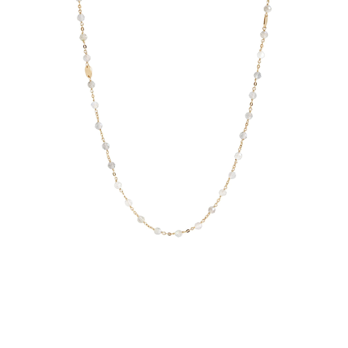 ICONIC MIDI BEADED NECKLACE - RAINBOW MOONSTONE &amp; GOLD 24-25&quot; - SO PRETTY CARA COTTER