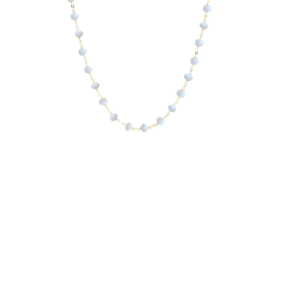ICONIC SHORT BEADED NECKLACE - ARCTIC BLUE OPAL &amp; GOLD 16-20&quot; - SO PRETTY CARA COTTER