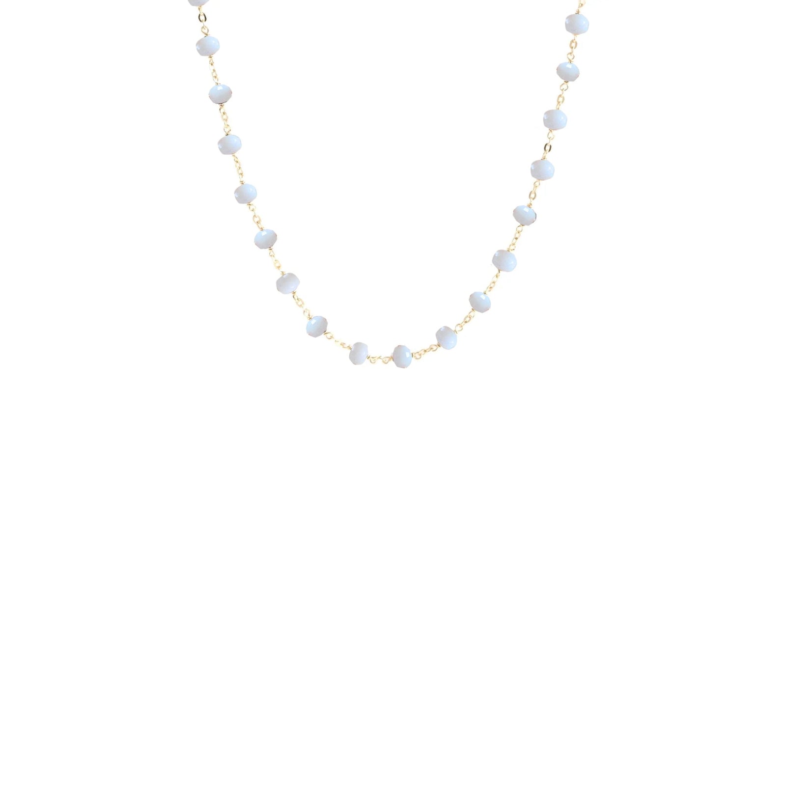 ICONIC SHORT BEADED NECKLACE - ARCTIC BLUE OPAL & GOLD 16-20" - SO PRETTY CARA COTTER
