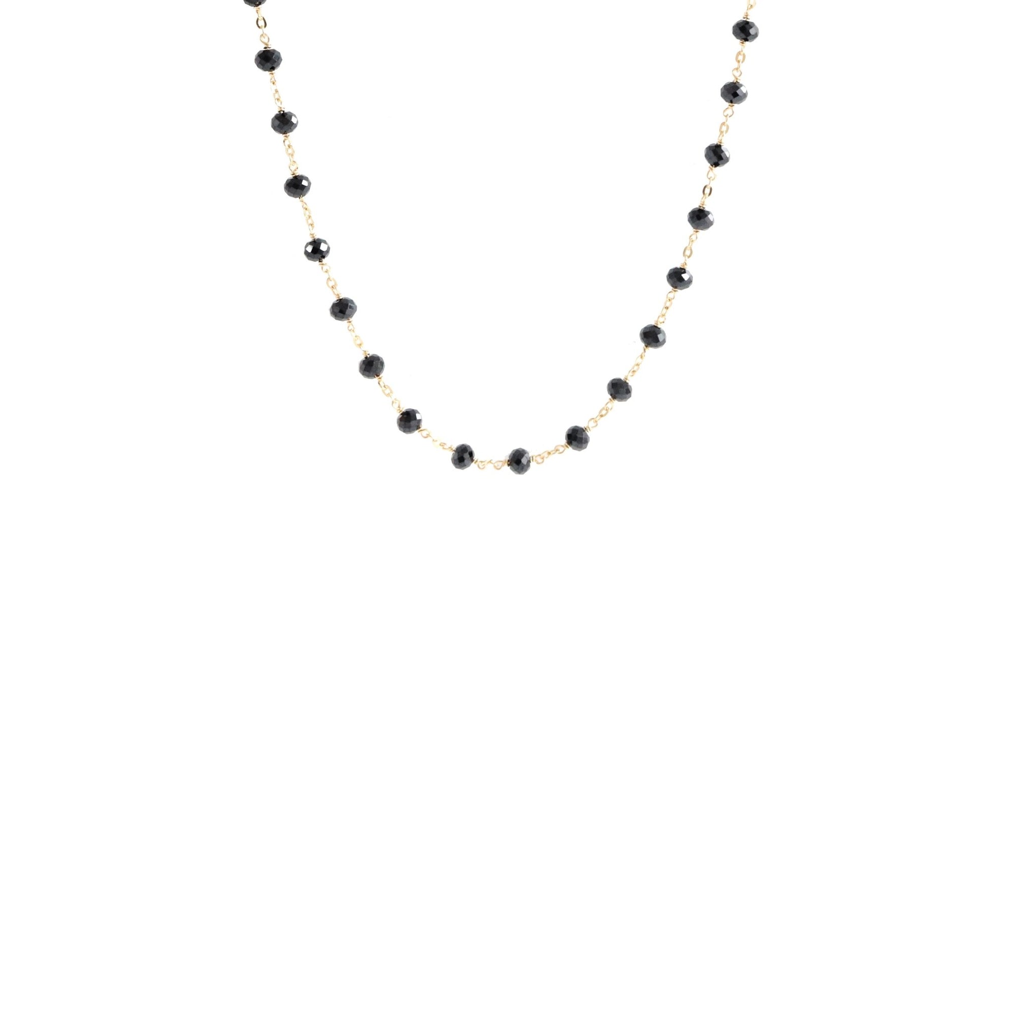 ICONIC SHORT BEADED NECKLACE - BLACK ONYX & GOLD 16-20" - SO PRETTY CARA COTTER