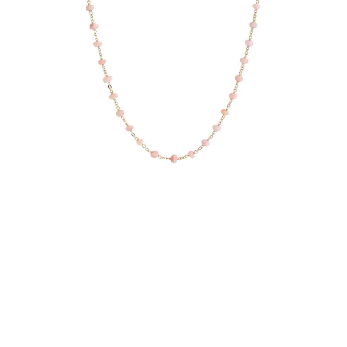 ICONIC SHORT BEADED NECKLACE - PINK OPAL &amp; GOLD 16-20&quot; - SO PRETTY CARA COTTER