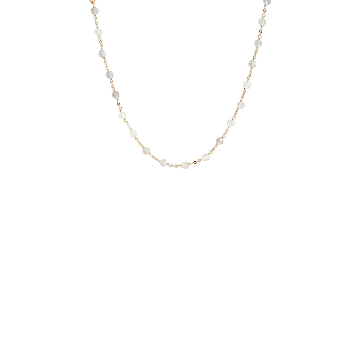 ICONIC SHORT BEADED NECKLACE - RAINBOW MOONSTONE &amp; GOLD 16-20&quot; - SO PRETTY CARA COTTER