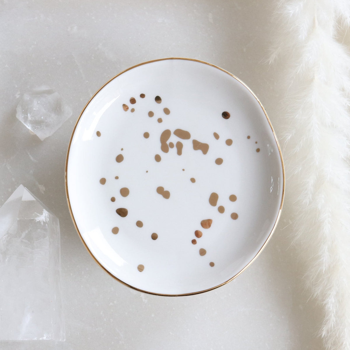 Cream & Gold Speckled Small Trinket Tray