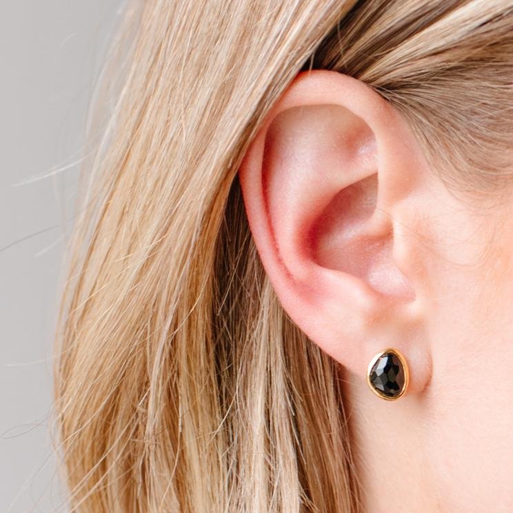 JOY STUDS - BLACK ONYX & GOLD - SO PRETTY CARA COTTER