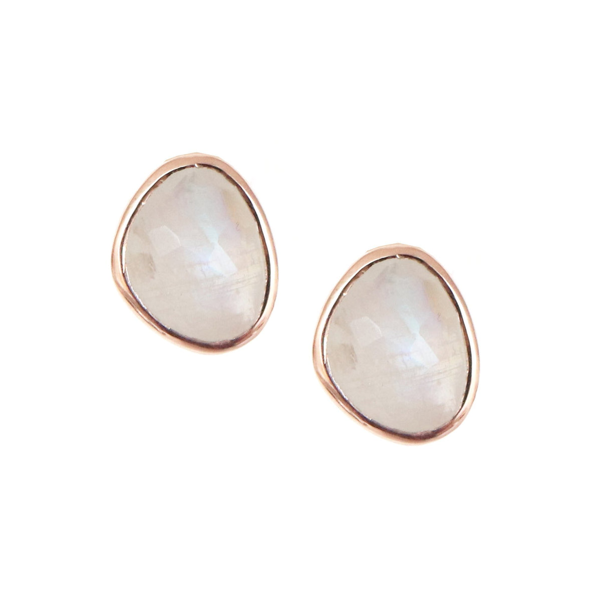 JOY STUDS - RAINBOW MOONSTONE &amp; ROSE GOLD - SO PRETTY CARA COTTER
