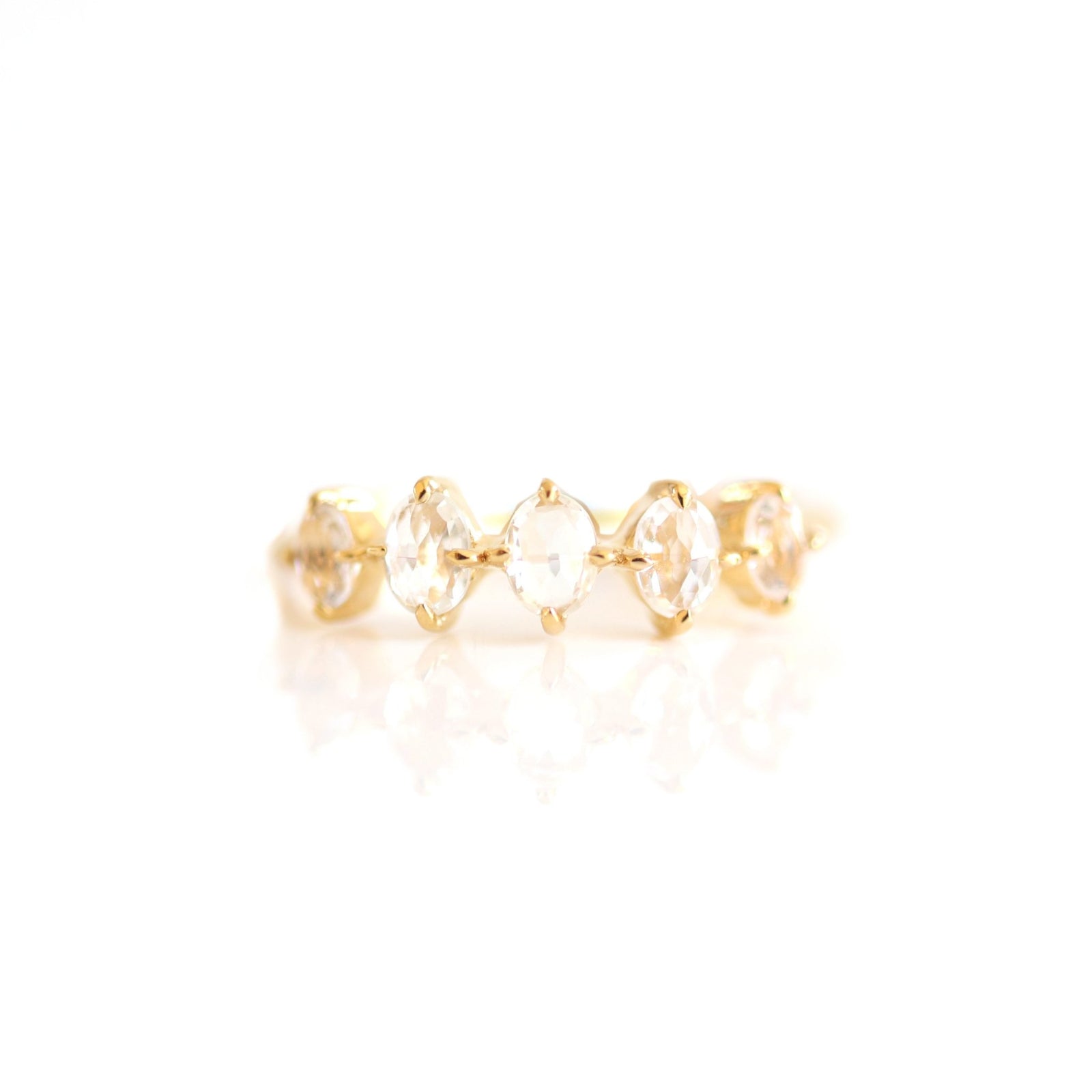 KIND MINI OVAL BAND RING - WHITE TOPAZ & GOLD - SO PRETTY CARA COTTER