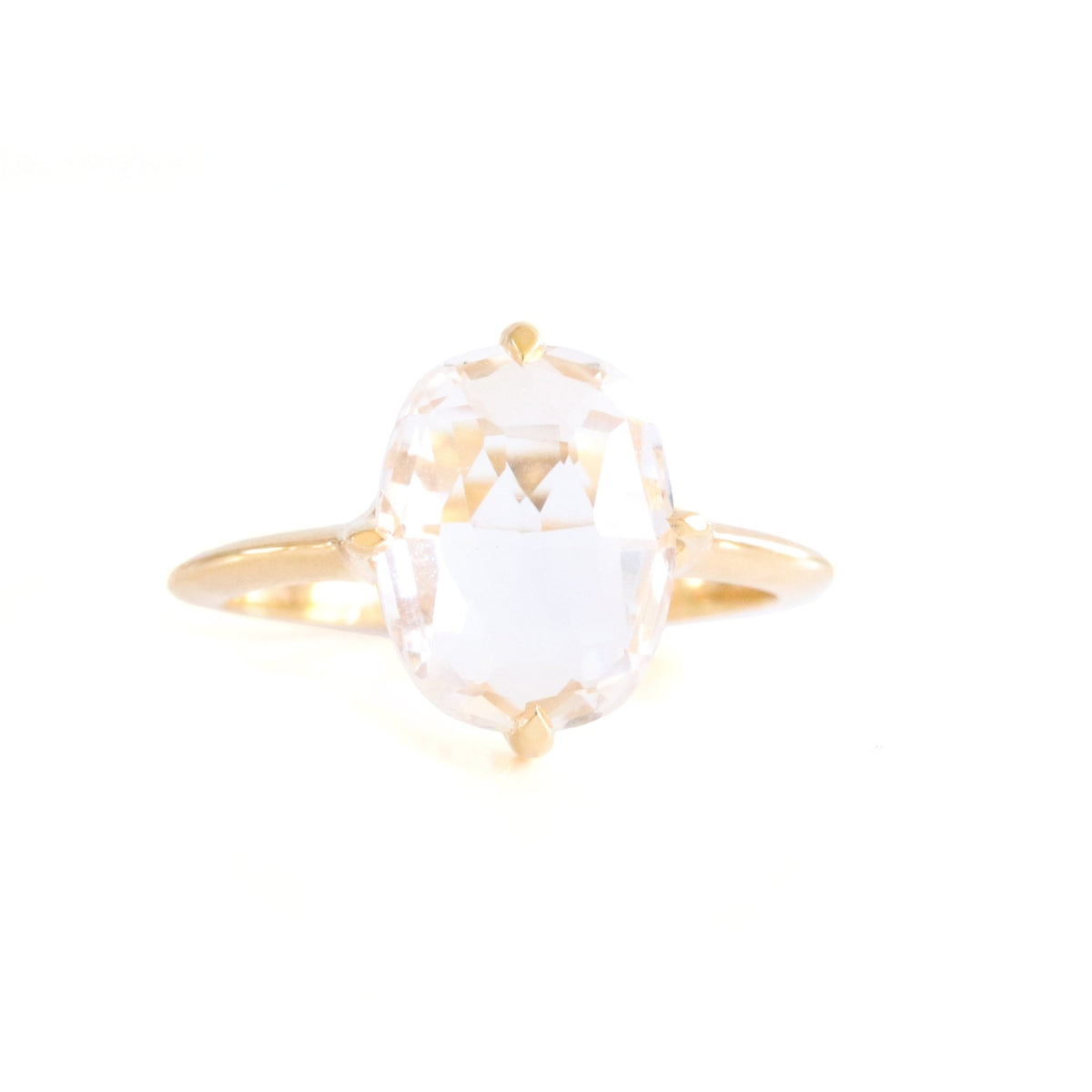 KIND OVAL SOLITAIRE RING - WHITE TOPAZ &amp; GOLD - SO PRETTY CARA COTTER