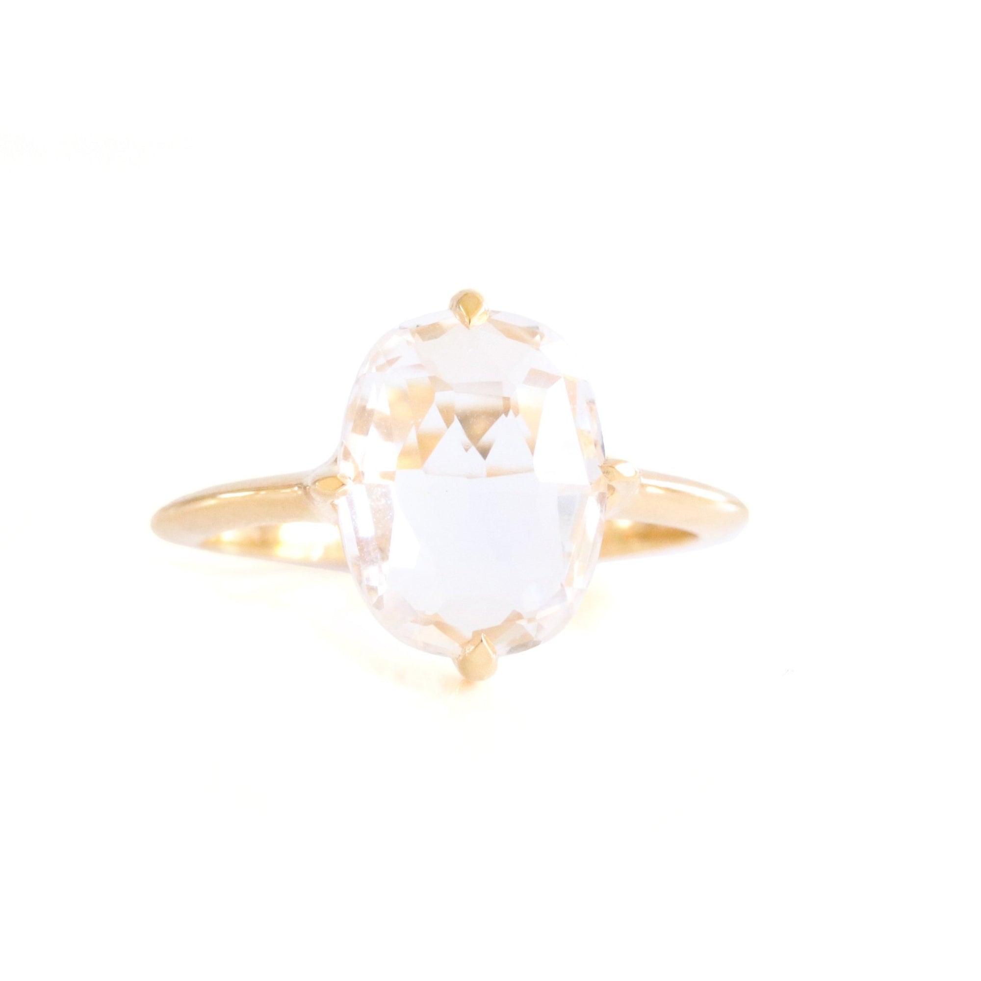 KIND OVAL SOLITAIRE RING - WHITE TOPAZ & GOLD - SO PRETTY CARA COTTER