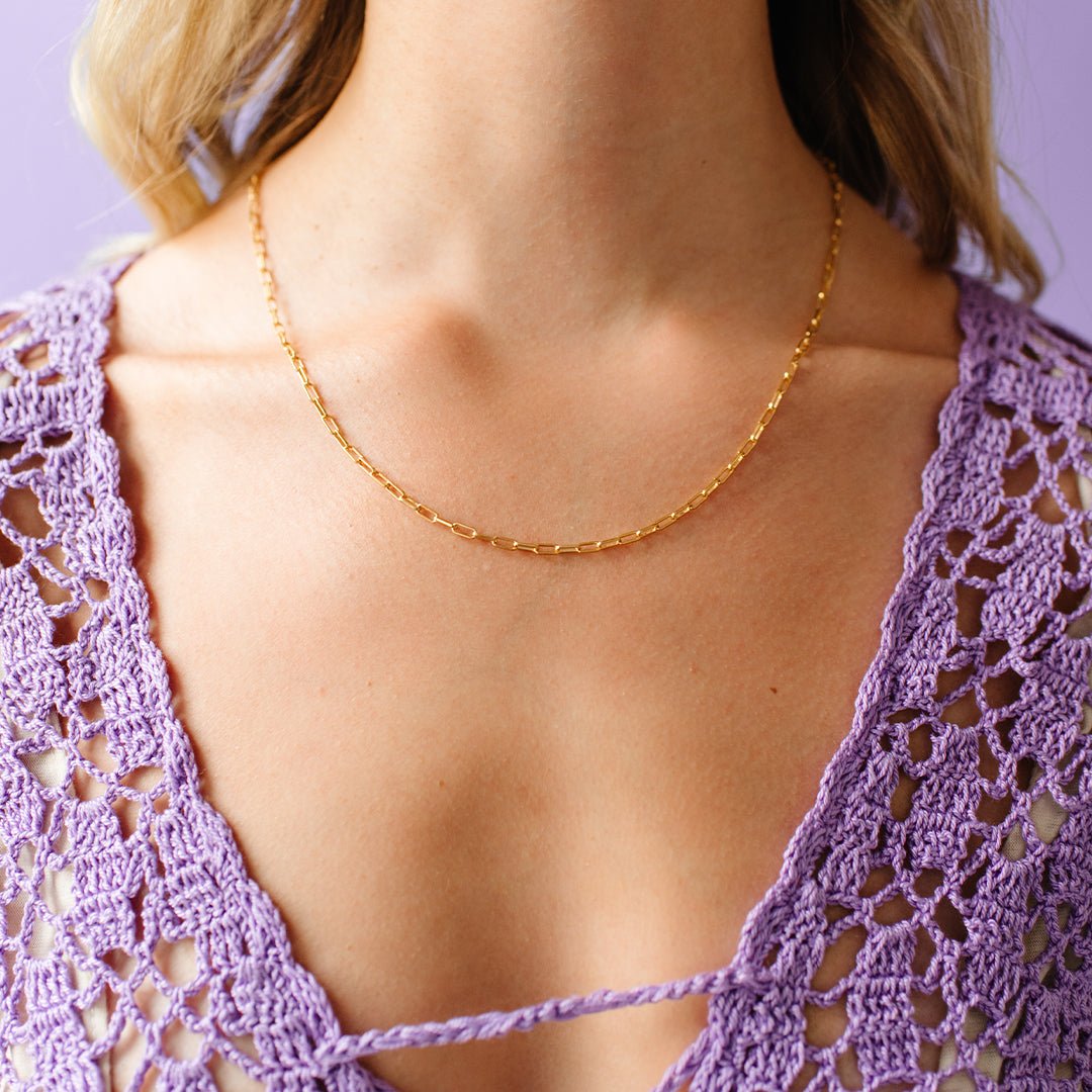 KIND PAPERCLIP NECKLACE - LAVENDER CHALCEDONY &amp; GOLD - SO PRETTY CARA COTTER