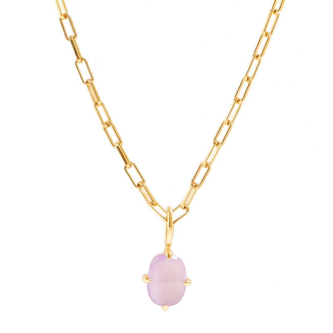 KIND PAPERCLIP NECKLACE - LAVENDER CHALCEDONY & GOLD - SO PRETTY CARA COTTER