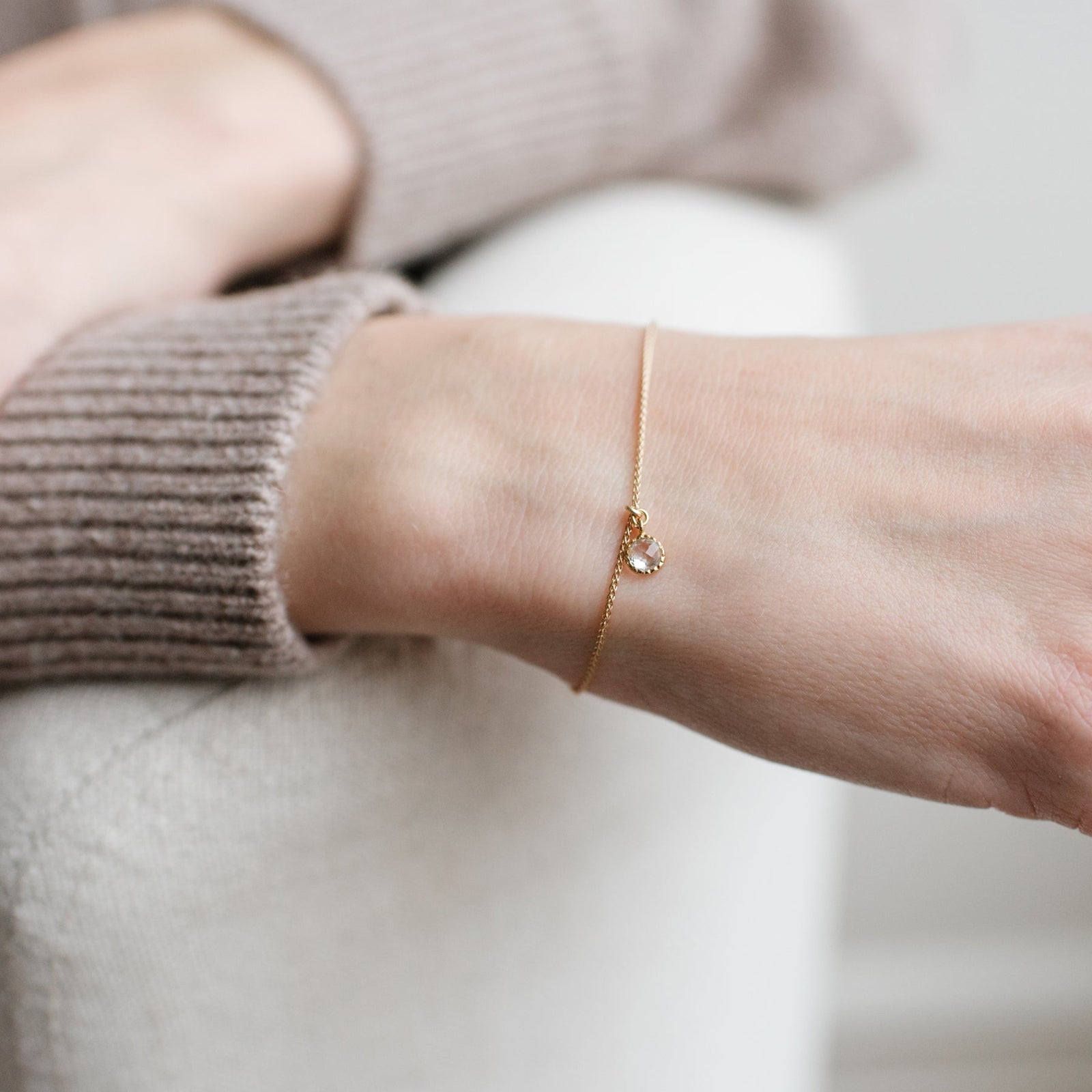 14K SOLID GOLD - LEGACY NAMESAKE CHARM - WHITE TOPAZ - SO PRETTY CARA COTTER