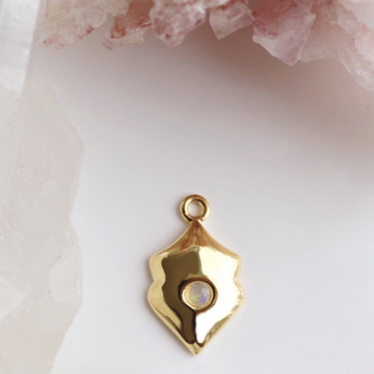 LEGACY OCTOBER BIRTHSTONE SHIELD ICON - OPAL &amp; GOLD - SO PRETTY CARA COTTER