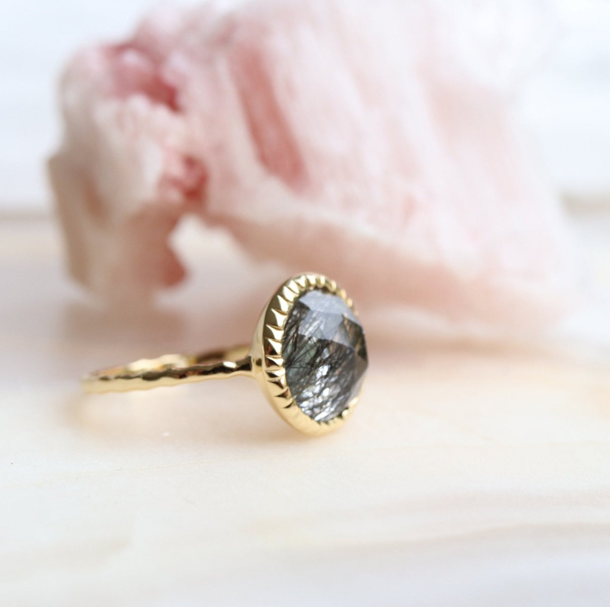 LEGACY RING - BLACK RUTILE QUARTZ &amp; GOLD - SO PRETTY CARA COTTER