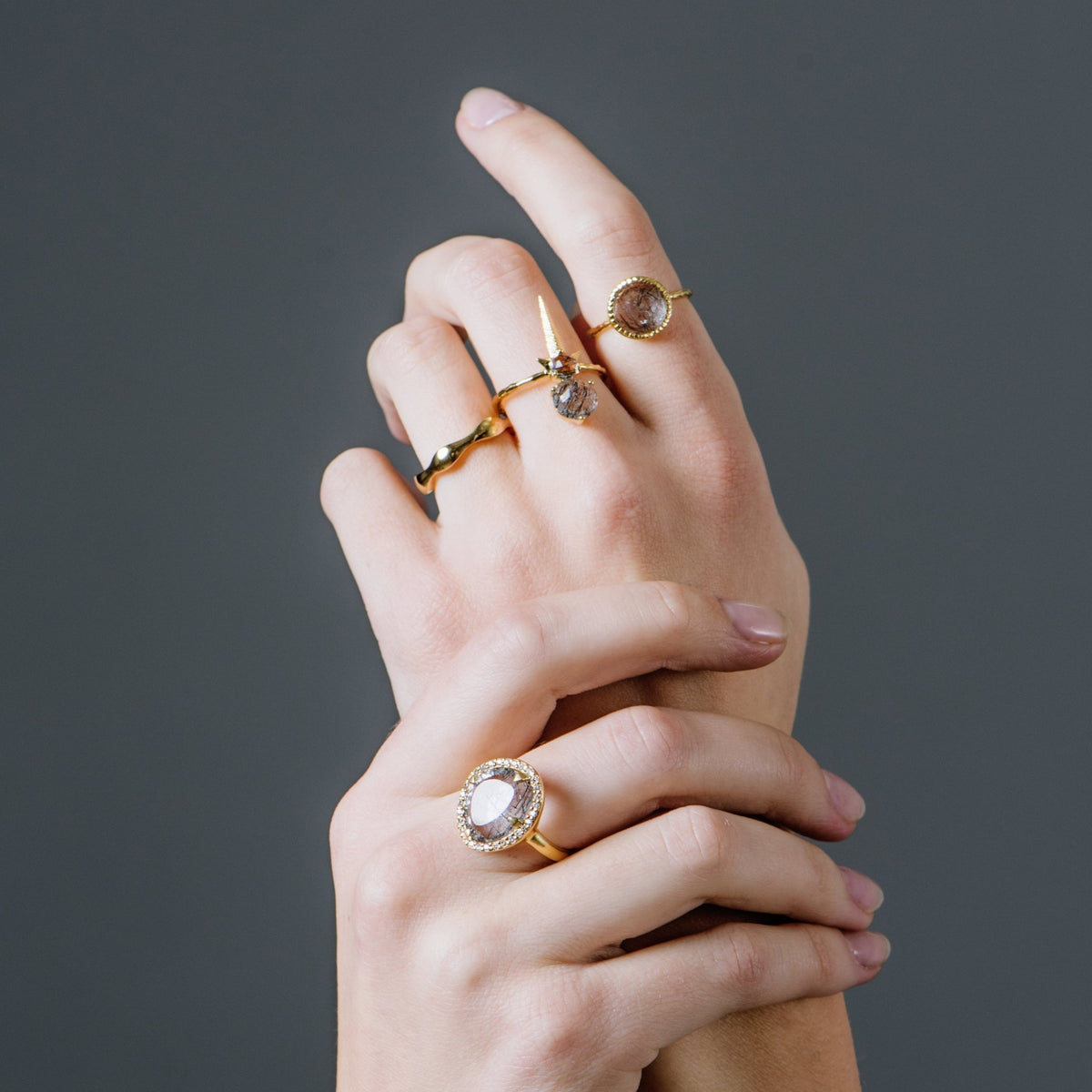 LEGACY RING - BLACK RUTILE QUARTZ &amp; GOLD - SO PRETTY CARA COTTER