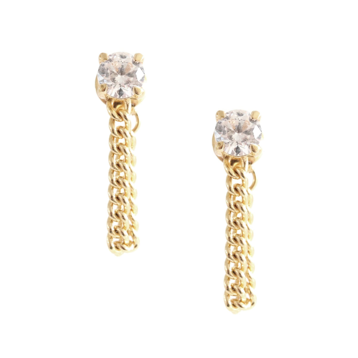 LOVE CABLE LINK CHAIN EARRINGS - CUBIC ZIRCONIA &amp; GOLD - SO PRETTY CARA COTTER