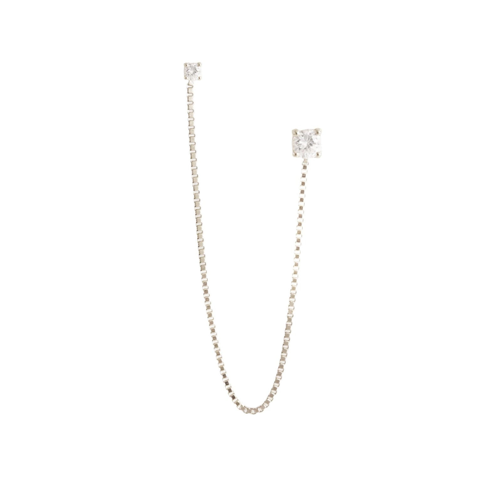 LOVE CHAIN DUO STUD - CUBIC ZIRCONIA & SILVER - SO PRETTY CARA COTTER