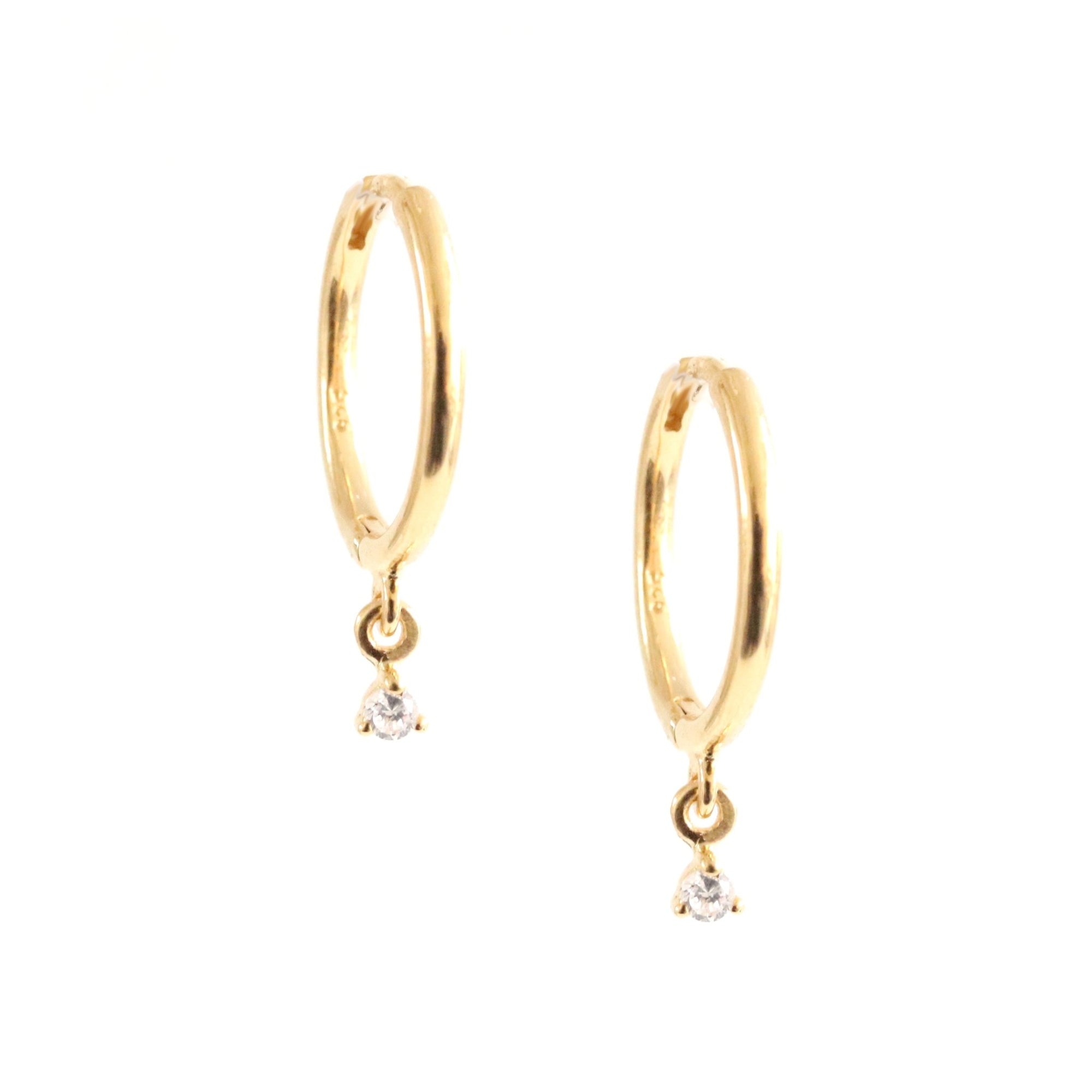 LOVE CHARM HUGGIE HOOPS - CUBIC ZIRCONIA & GOLD - SO PRETTY CARA COTTER