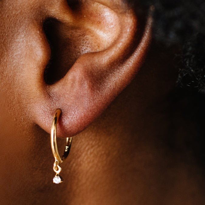 LOVE CHARM HUGGIE HOOPS - CUBIC ZIRCONIA & GOLD - SO PRETTY CARA COTTER