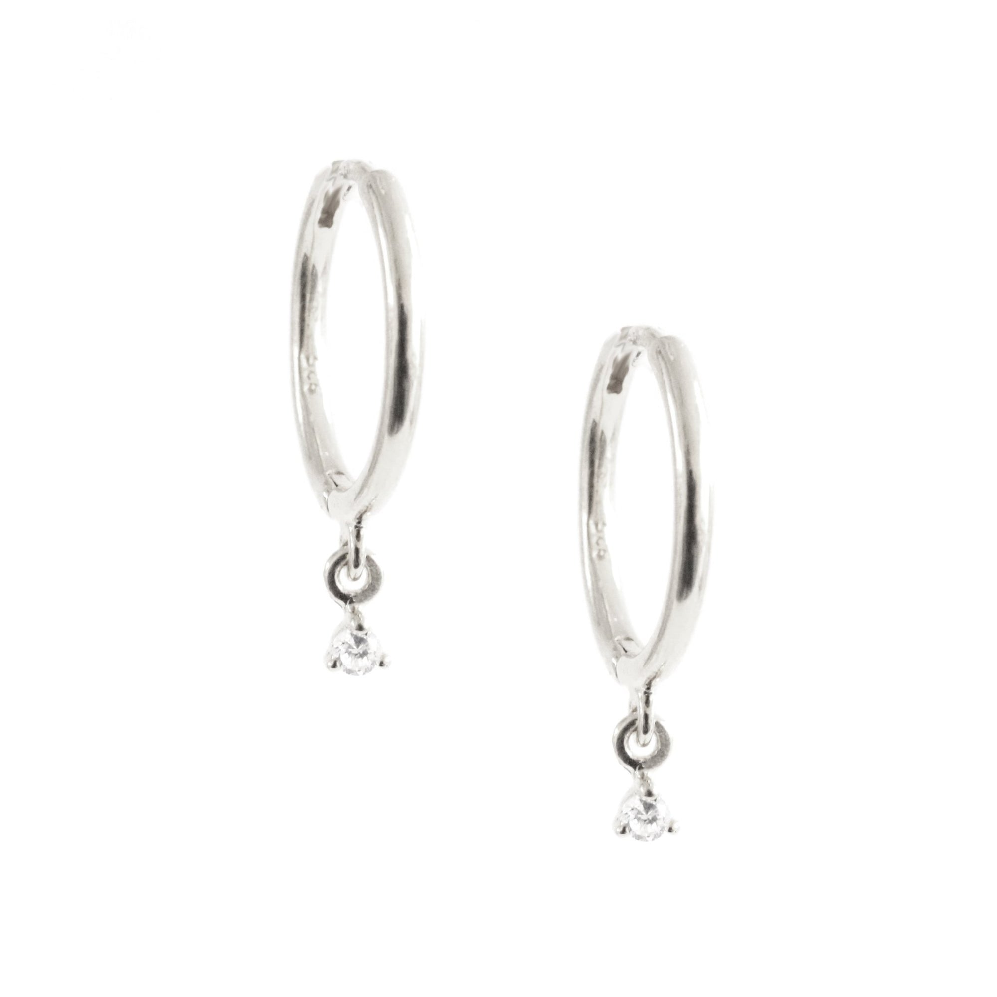 LOVE CHARM HUGGIE HOOPS - CUBIC ZIRCONIA & SILVER - SO PRETTY CARA COTTER