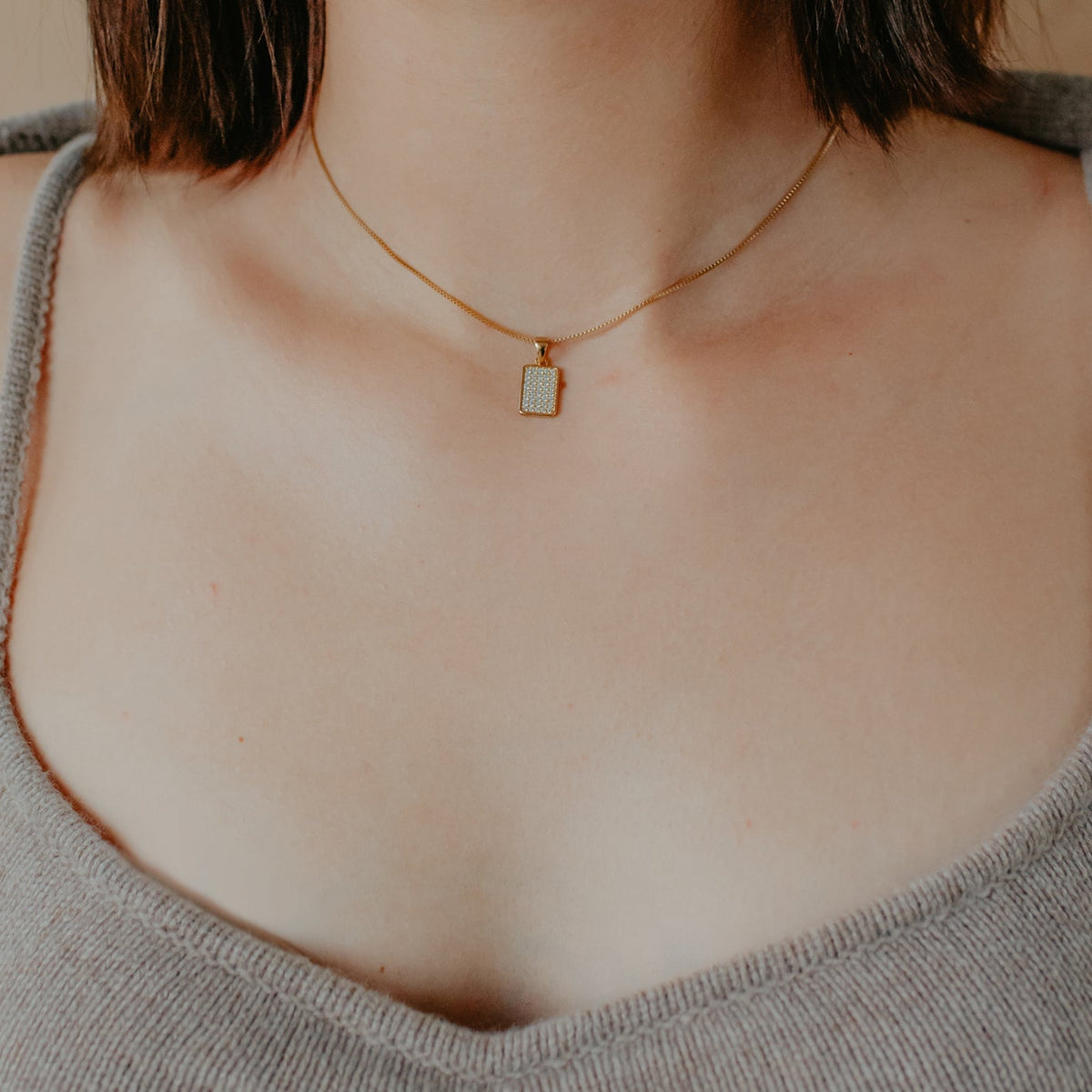 LOVE DAINTY DOG TAG NECKLACE GOLD - SO PRETTY CARA COTTER