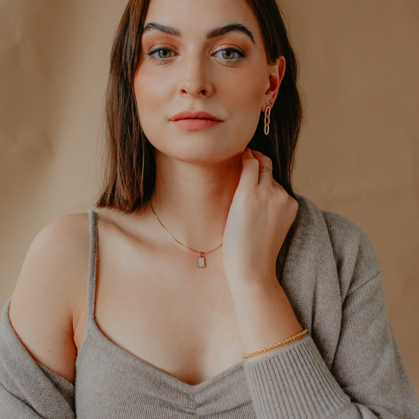 LOVE DAINTY DOG TAG NECKLACE GOLD - SO PRETTY CARA COTTER