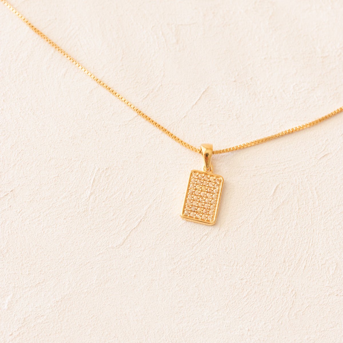 LOVE DAINTY DOG TAG NECKLACE - PEACH CUBIC ZIRCONIA &amp; GOLD - SO PRETTY CARA COTTER