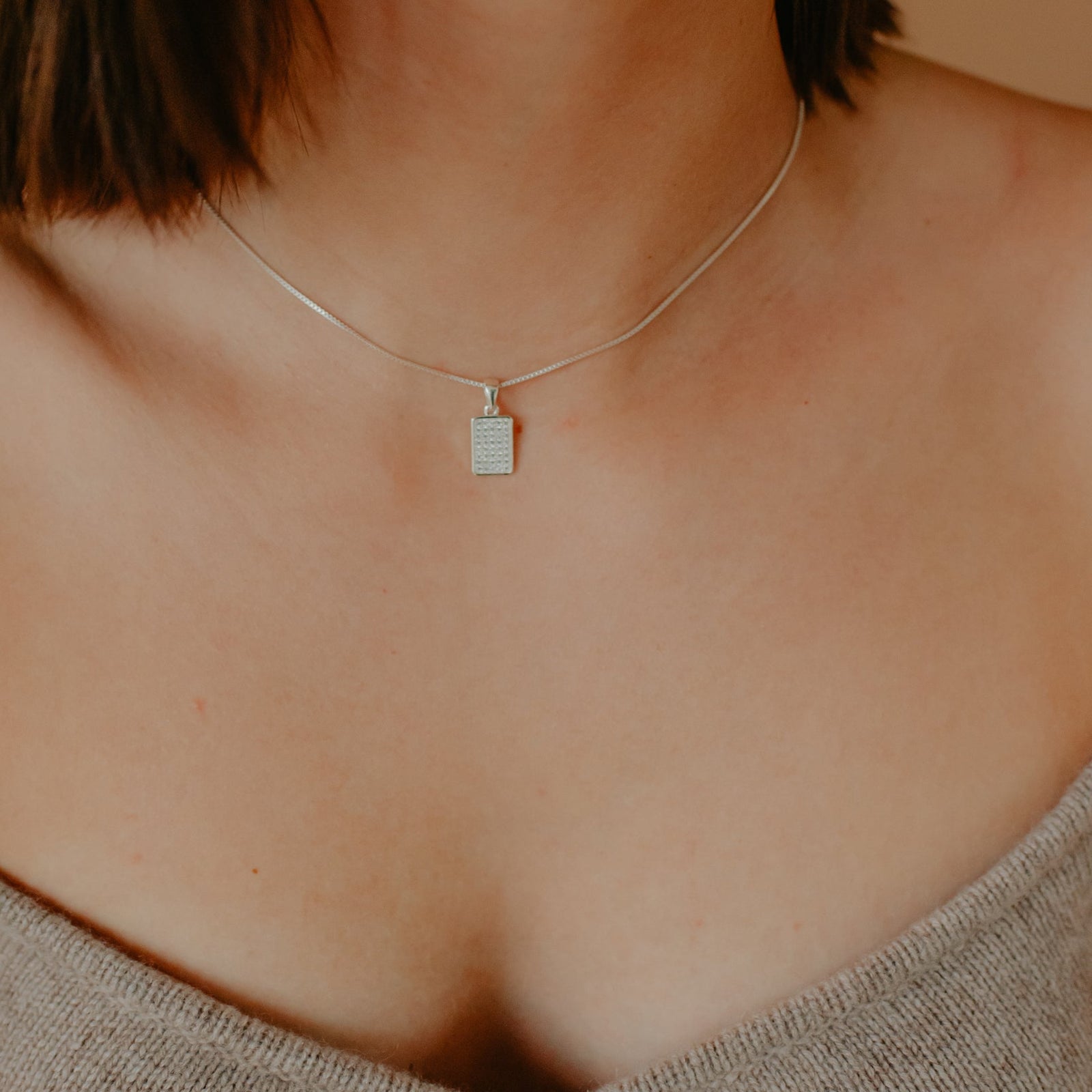 LOVE DAINTY DOG TAG NECKLACE SILVER - SO PRETTY CARA COTTER