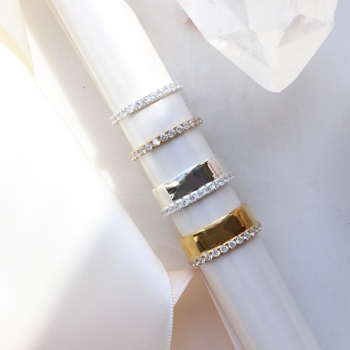 LOVE ETERNITY BAND - CUBIC ZIRCONIA &amp; SILVER - SO PRETTY CARA COTTER