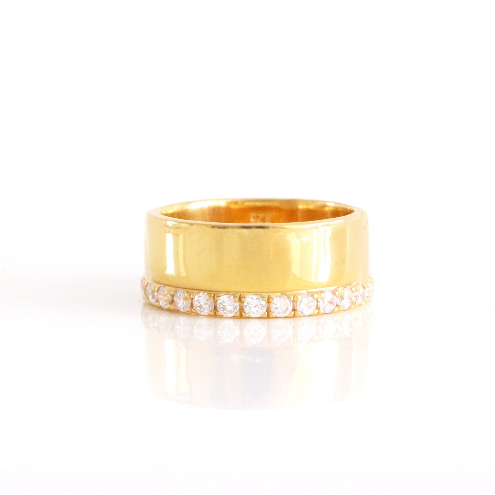 LOVE ETERNITY CIGAR BAND - CUBIC ZIRCONIA & GOLD - SO PRETTY CARA COTTER