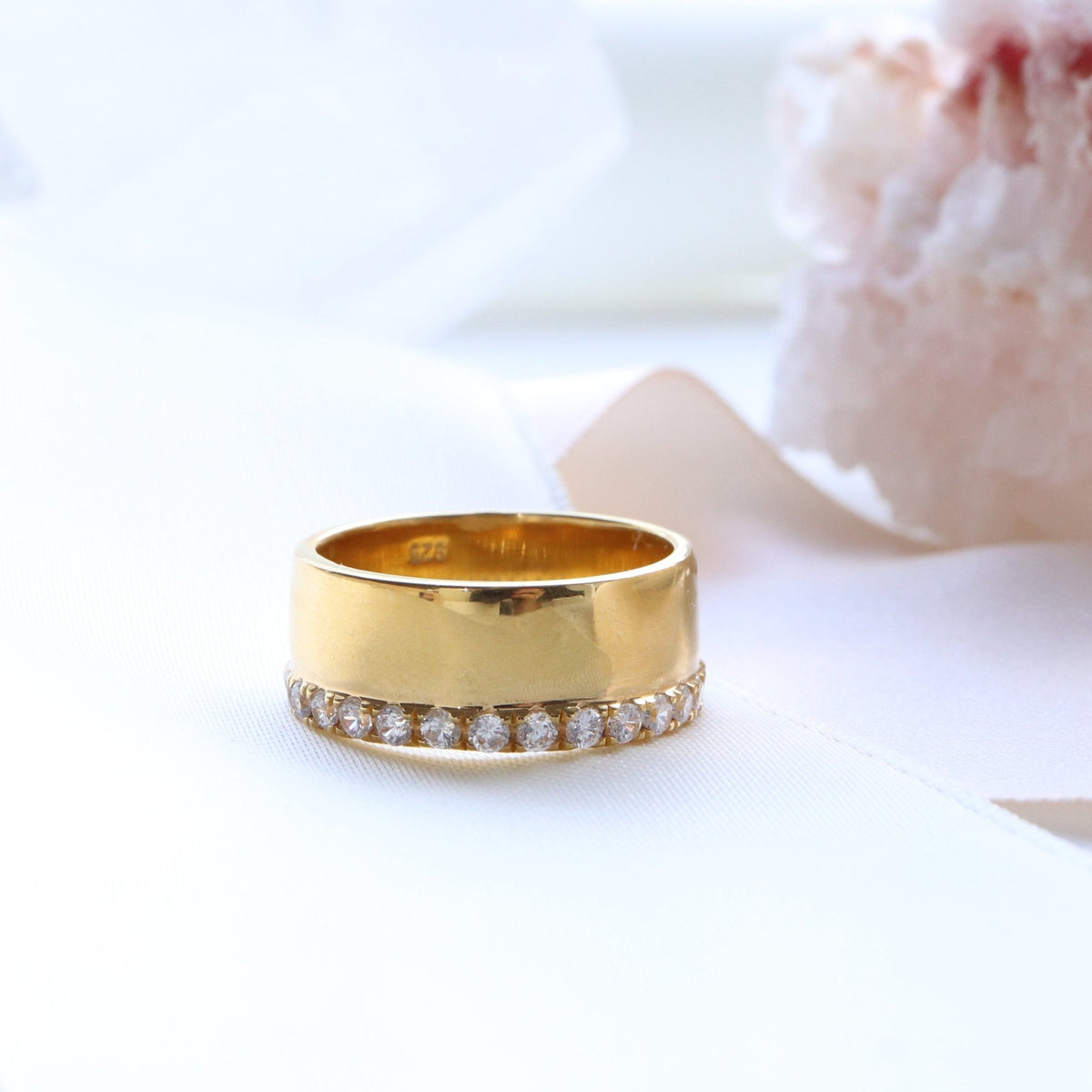 LOVE ETERNITY CIGAR BAND - CUBIC ZIRCONIA &amp; GOLD - SO PRETTY CARA COTTER