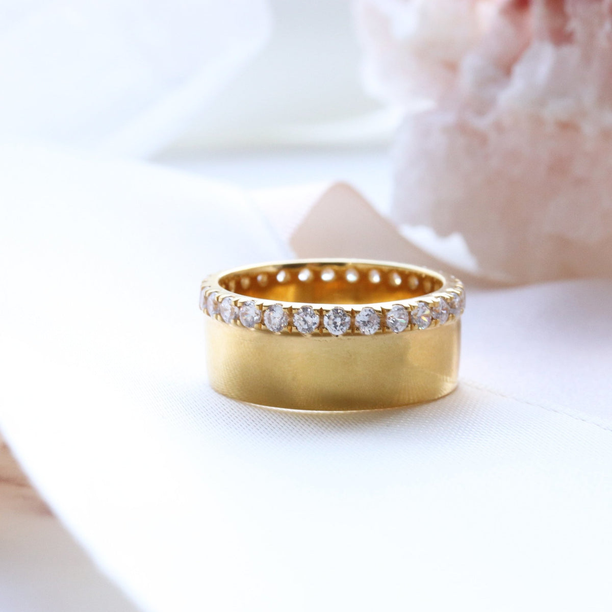 LOVE ETERNITY CIGAR BAND - CUBIC ZIRCONIA &amp; GOLD - SO PRETTY CARA COTTER