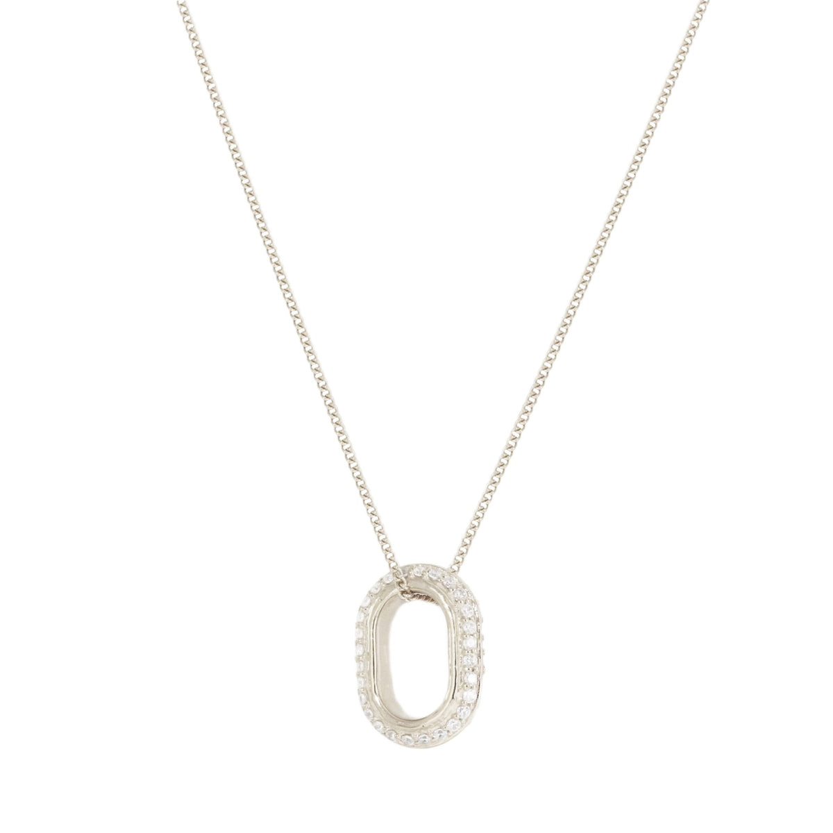 LOVE ETERNITY OVAL PENDANT NECKLACE - CUBIC ZIRCONIA &amp; SILVER - SO PRETTY CARA COTTER