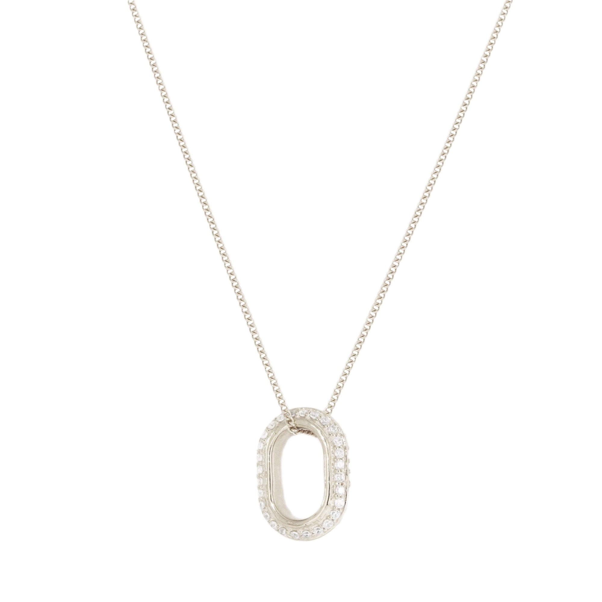 LOVE ETERNITY OVAL PENDANT NECKLACE - CUBIC ZIRCONIA & SILVER - SO PRETTY CARA COTTER