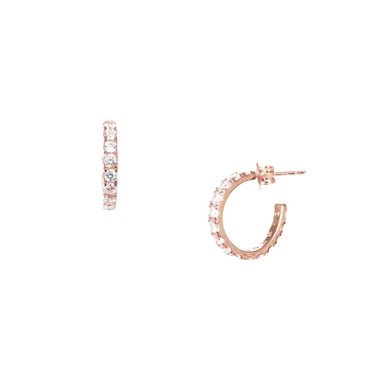 LOVE HUGGIE HOOPS - CUBIC ZIRCONIA &amp; ROSE GOLD - SO PRETTY CARA COTTER