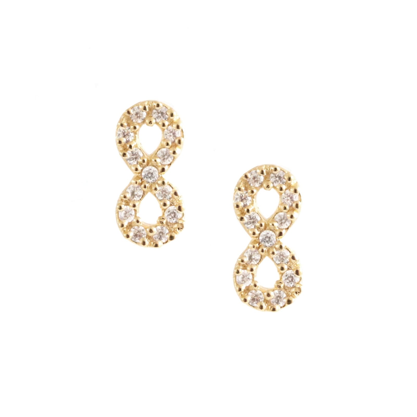 LOVE INFINITY STUDS - CUBIC ZIRCONIA & GOLD - SO PRETTY CARA COTTER