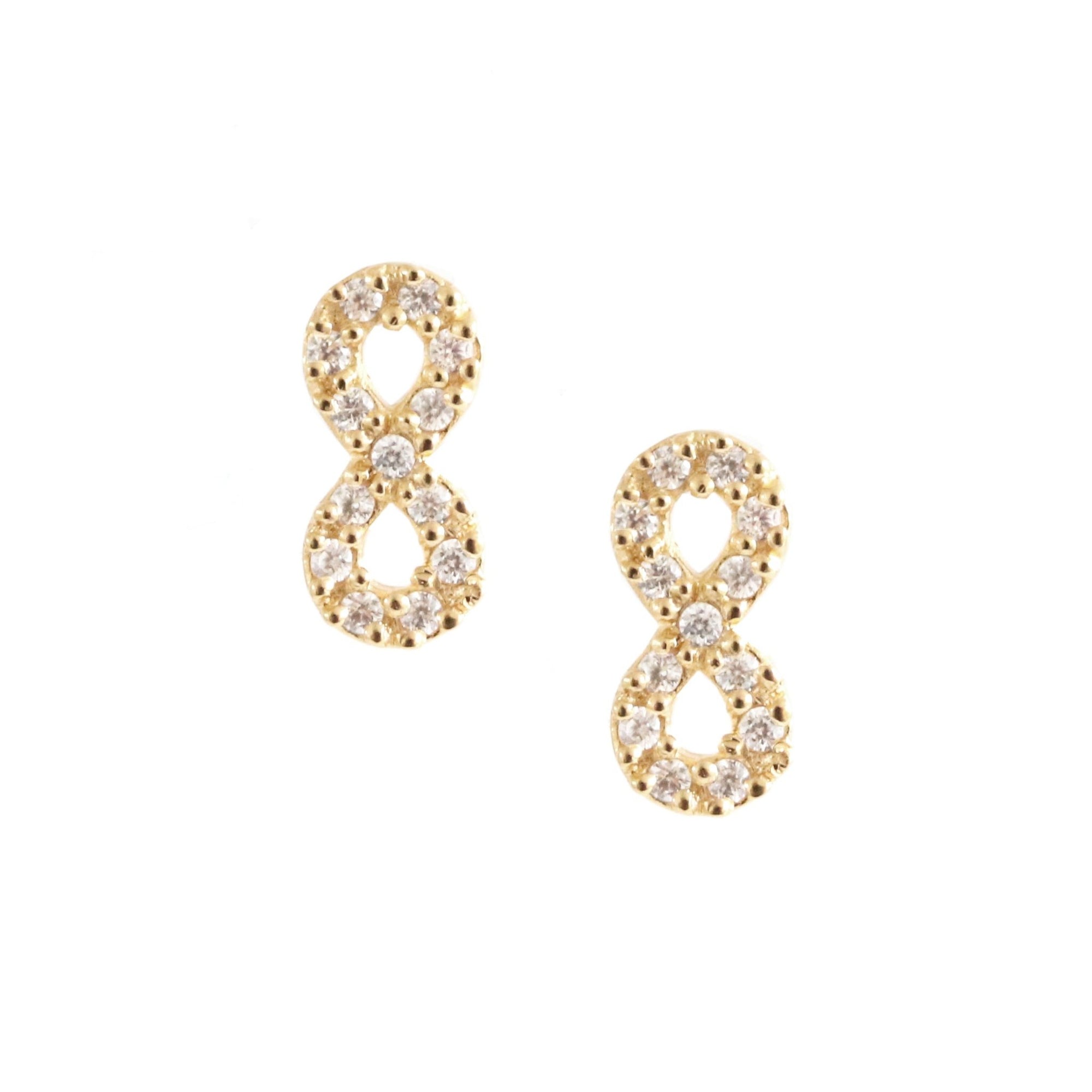 LOVE INFINITY STUDS - CUBIC ZIRCONIA & GOLD - SO PRETTY CARA COTTER
