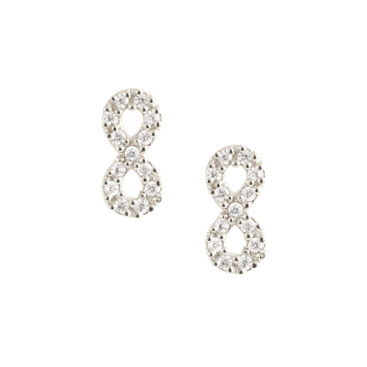 LOVE INFINITY STUDS - CUBIC ZIRCONIA &amp; SILVER - SO PRETTY CARA COTTER