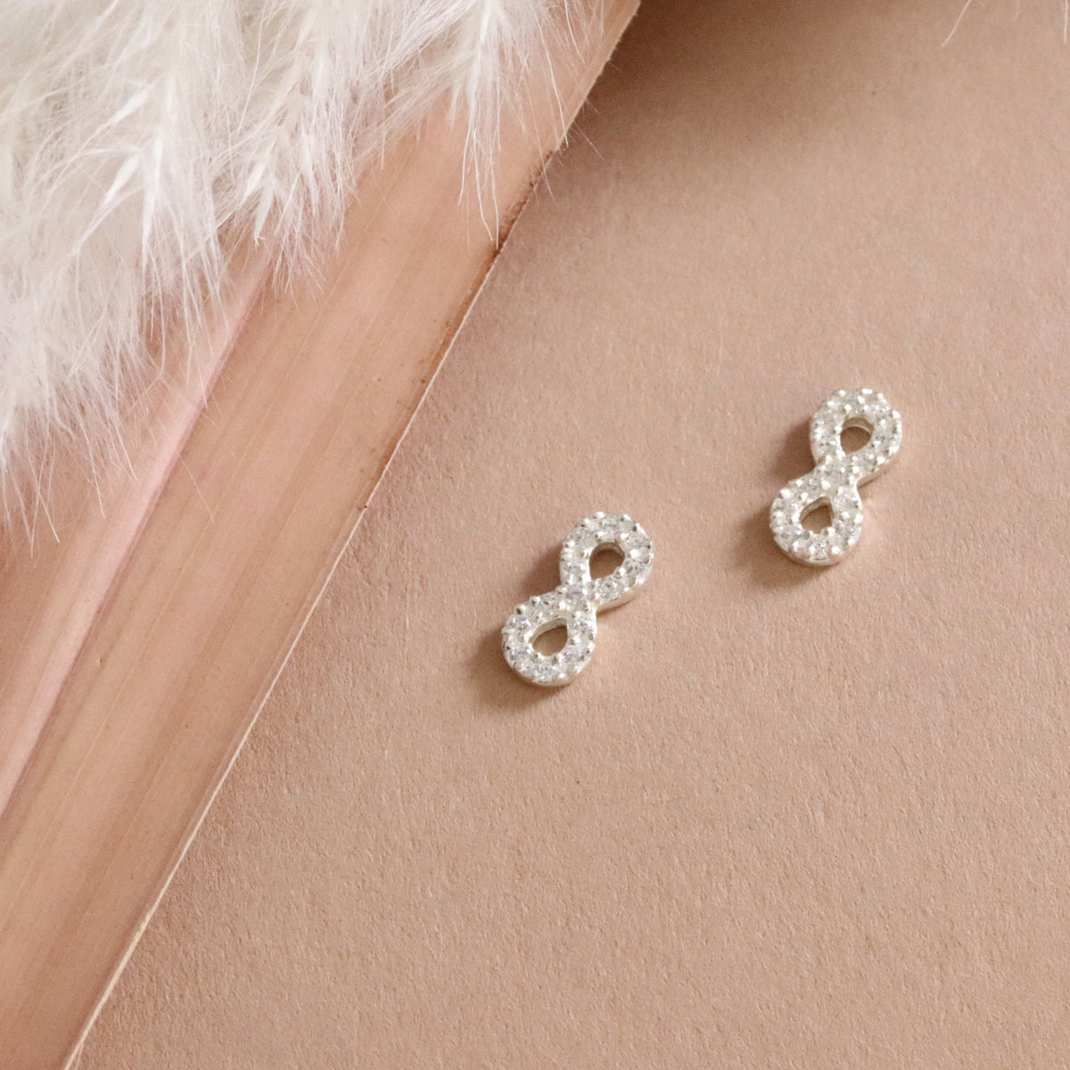LOVE INFINITY STUDS - CUBIC ZIRCONIA &amp; SILVER - SO PRETTY CARA COTTER