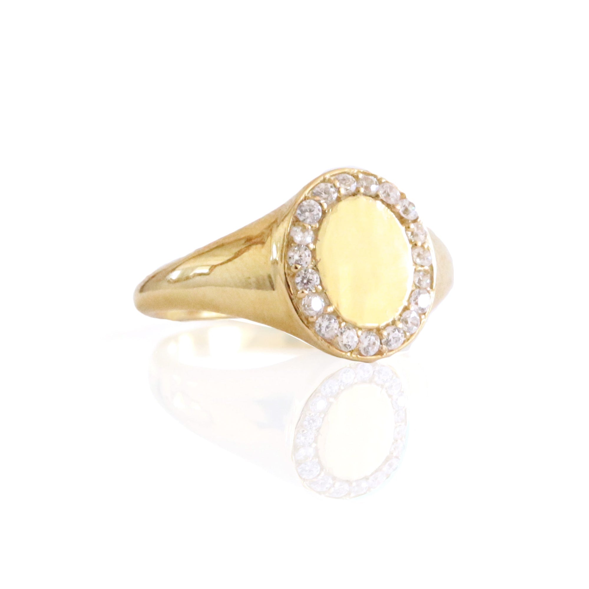 LOVE OVAL SIGNET RING - CUBIC ZIRCONIA & GOLD - SO PRETTY CARA COTTER