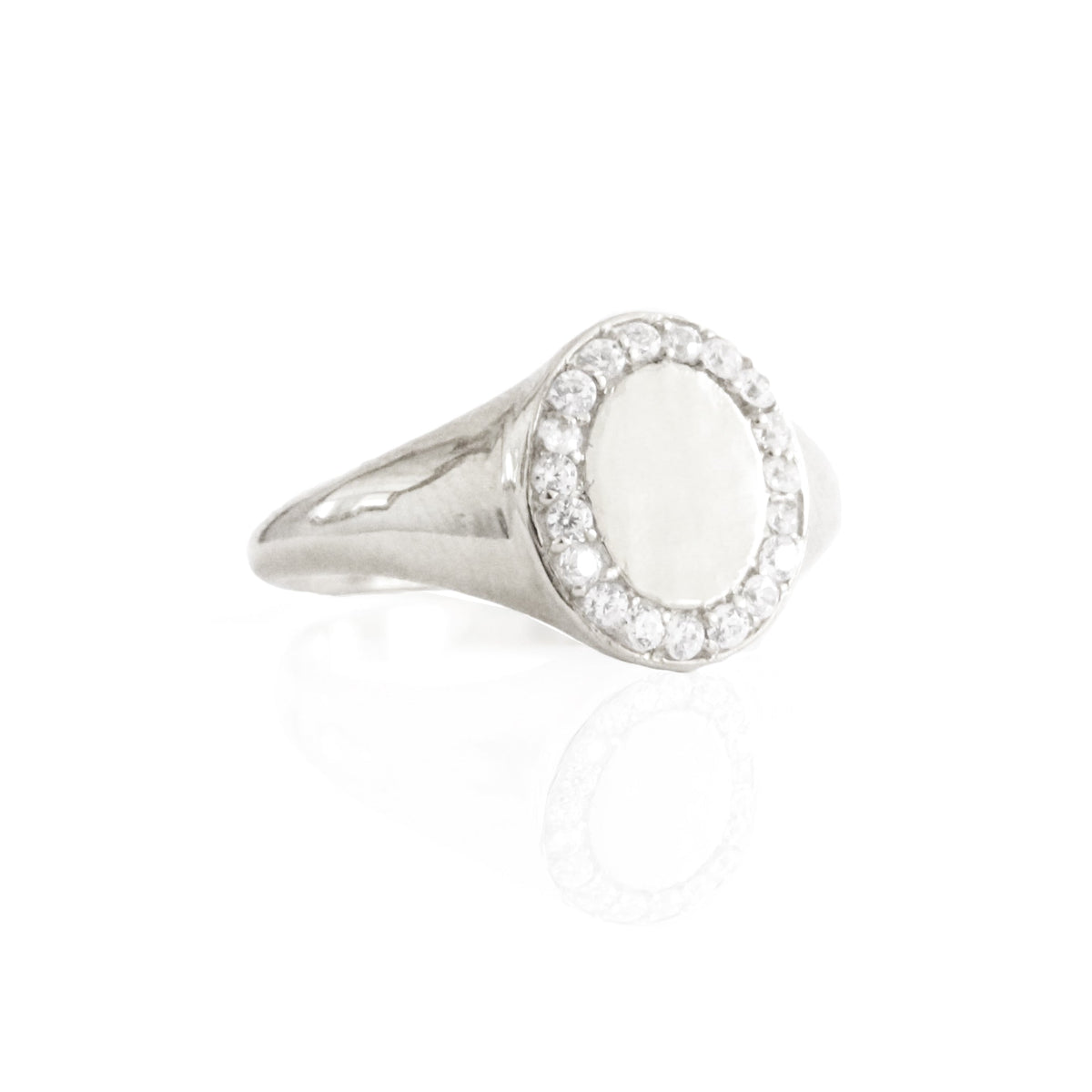 LOVE OVAL SIGNET RING - CUBIC ZIRCONIA &amp; SILVER - SO PRETTY CARA COTTER
